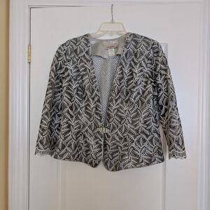 Silver Embroidery Women's Jacket With Diamond Clips Size Medium